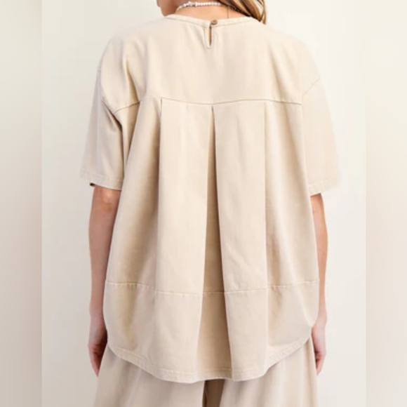 Womens Easel Flower Quilt Patch Top in Khaki Sm Fit  Lg Oversized New - Picture 2 of 9